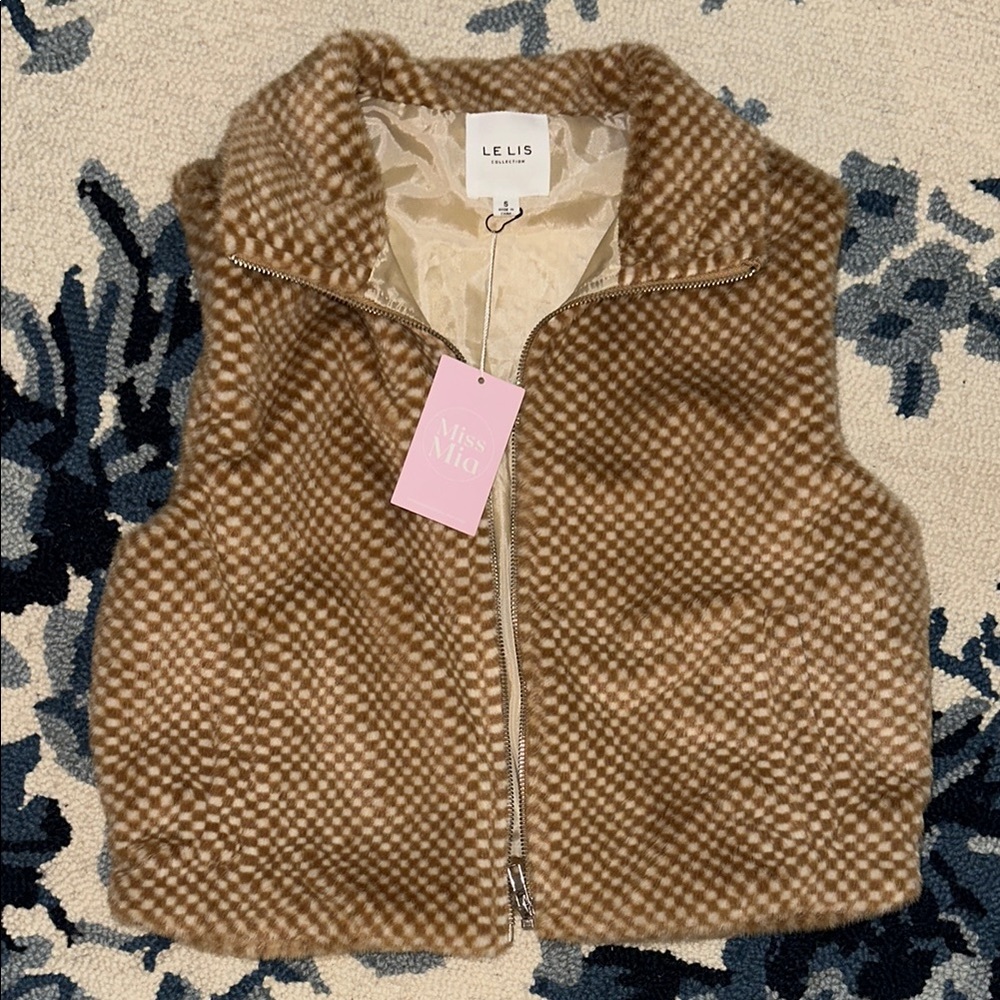 Le Lis Brown Checkered Vest
